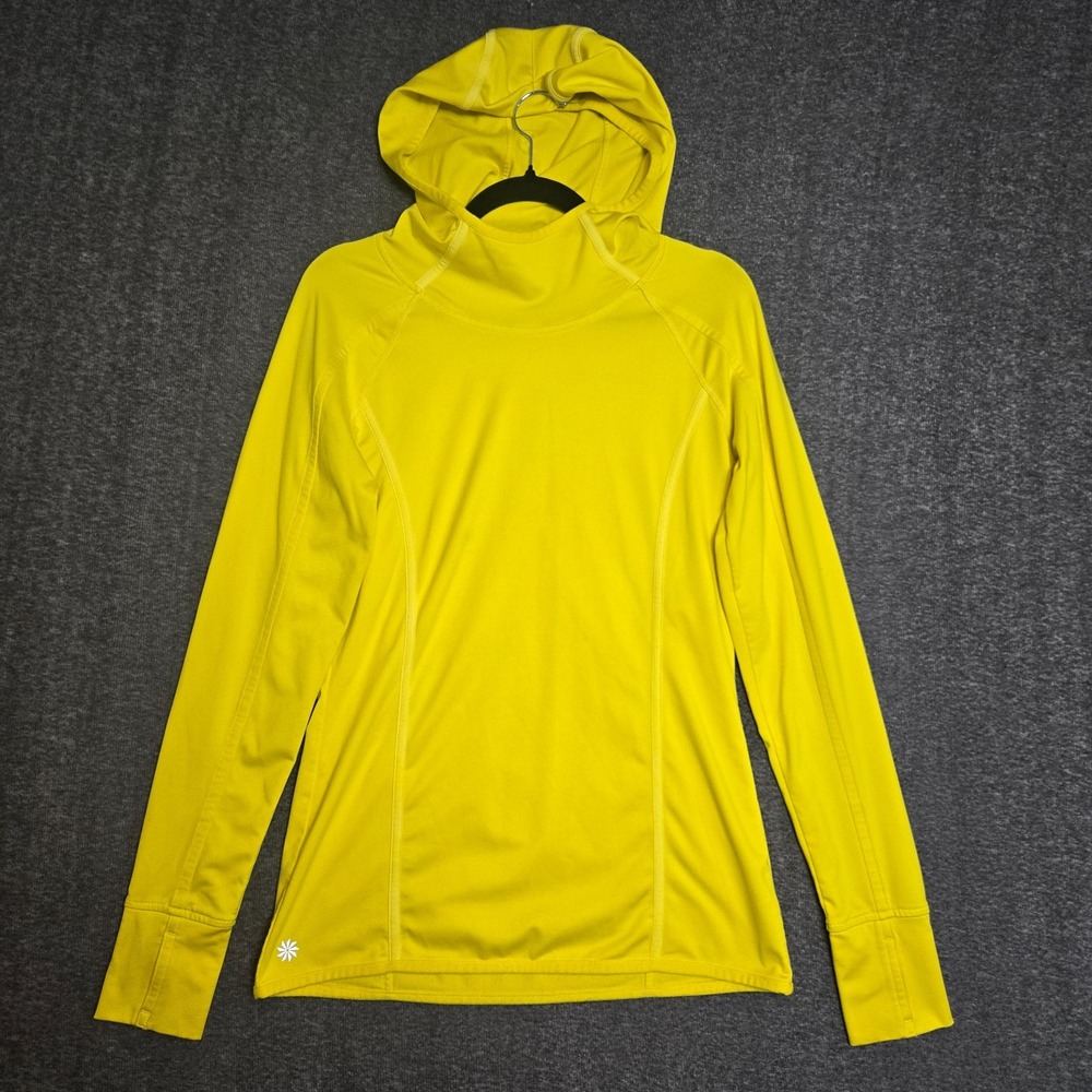 Athleta Plush Tech Pullover Hoodie Women's Small Yellow Active‎ Running Outdoor